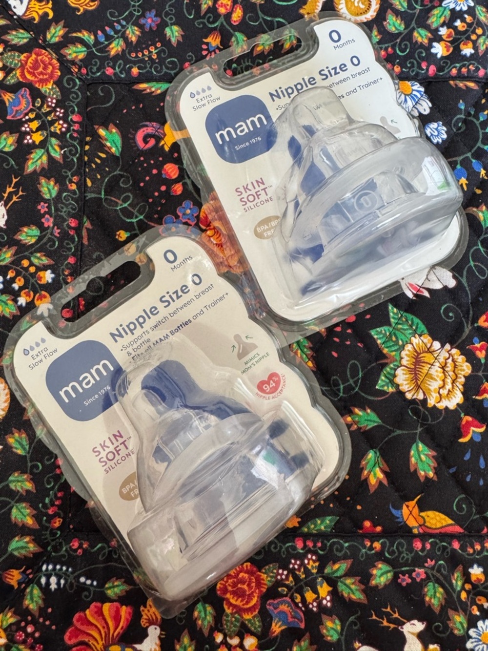 2x 2 Pack =4 MAM Bottle Nipples Extra Slow Flow Size 0 for Newborn Babies